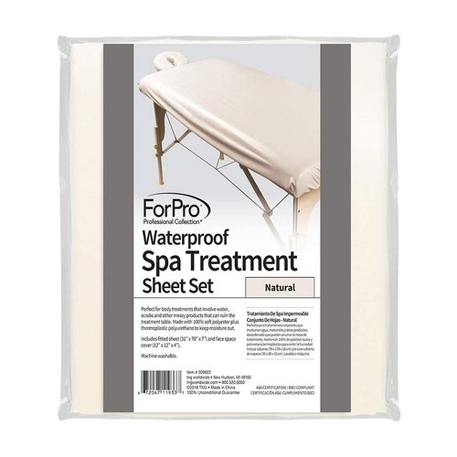 ForPro Professional Collection Waterproof Massage Table Cover - Machine Washable Spa Sheet Set, Natural
