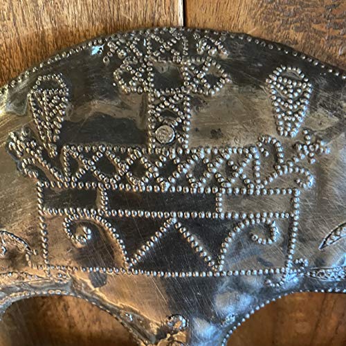 Haitian Handmade Metal Wall Sculpture Veve Skull Halloween Decor - 7.6x9.75 Inches