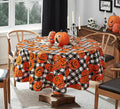 Halloween Jack O' Lantern Vinyl Tablecloth 60 x 84 Inch Oval with Flannel Backing