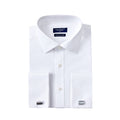 Year In Year Out French Cuff Wrinkle Free Dress Shirt for Men Regular Fit Long Sleeve Wrinkle Resistant Shirt(White 175A,L)
