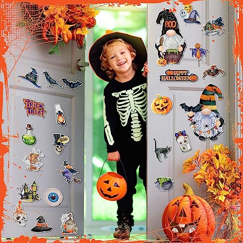 Halloween Fridge Magnets Set - 25 Waterproof Gnome Witch Ghost Car Decorations