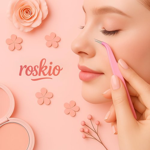 Roskio Nail Tweezer, 2pcs Stainless Steel Straight & Curved Nail Art Tweezers for Stickers, Rhinestone, Eyelash Extension, Nail Stickers, Cuticle, Rhinestone Picker Tool