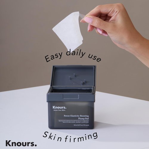Knours Plump Pad | Natural Plant | Smooth Lines, Firming, Elasticity | Collagen Support | 2-in-1 Toner Pad + Face Mask | Holy Basil | Power Elasticity-Boosting | All Skin | 110 Count | 185ml/6.25oz