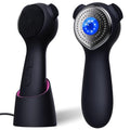 Silicone Face Scrubber Exfoliator Electric for Men Women, Rechargeable Facial Cleansing Brush with Wireless Charging Dock, Waterproof Sonic Vibrating Face Scrub Brush Cleanser for Exfoliating, Black
