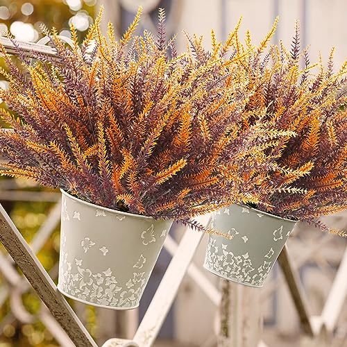 Artificial Fall Flowers Outdoor Brown 36 Bundles UV Resistant Faux Autumn Plants