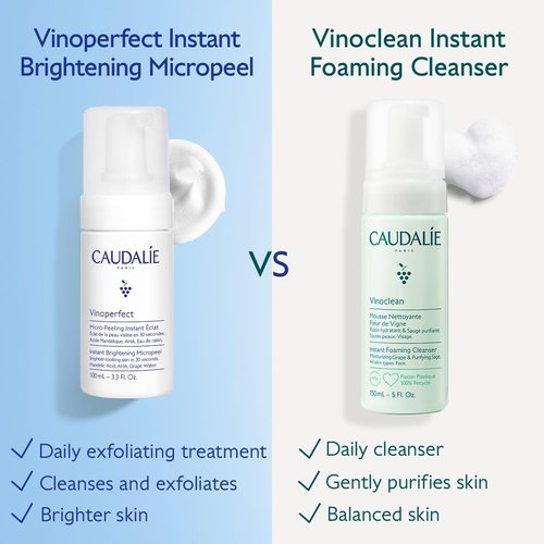 Caudalie Vinoperfect Instant Brightening Mandelic Acid and AHAs Micropeel Foam Cleanser - 100 mL