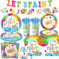 Art Paint Party Supplies Set 142 Pcs Art Theme Tableware & Decorations - Variation of Art Paint