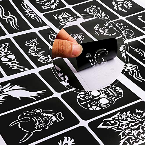Large Temporary Tattoo Stencil Kit with 123 Patterns for Face & Body Art