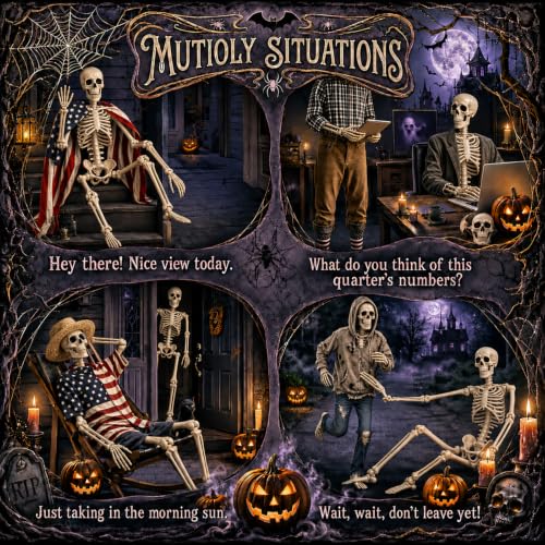 White Halloween Skeleton Decorations - 36 Inch Human Bones with Movable Joints - Haunted House, Lawn, Graveyard Props