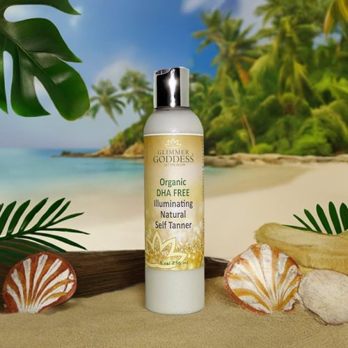 Glimmer Goddess Organic DHA-Free Self Tanning Lotion – Natural Sunless Tanner with Erythrulose, Aloe Vera, Shea & Cocoa Butter – Vegan & Cruelty Free Moisturizing Bronzing Lotion