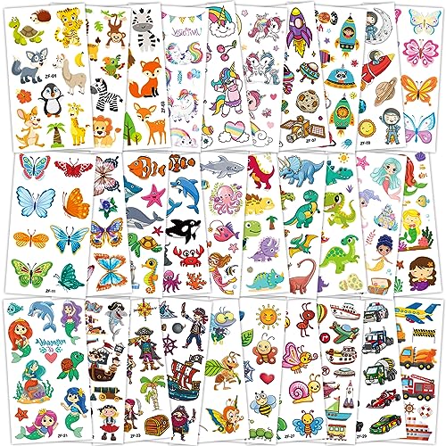 Kids Temporary Tattoos Set - Medium, 300+ Fun Mixed Designs for Boys & Girls