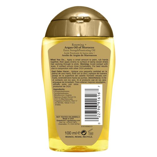 OGX Extra Strength Renewing Argan Oil Treatment - Deep Moisturizing Serum for Dry, Damaged Hair | 3.3 Fl Oz