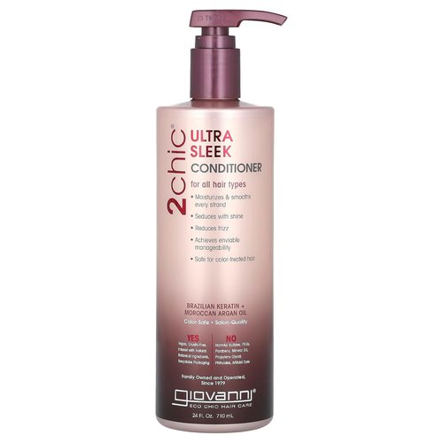 Giovanni 2chic Ultra-Sleek Conditioner - Brazilian Keratin & Argan Oil for All Hair Types | 24 fl oz