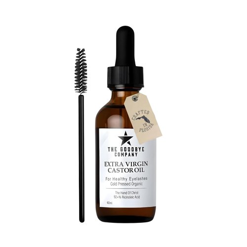 USDA Organic Castor Oil for Eyelashes and Eyebrows Growth - 100% Pure Cold-Pressed, Hexane-Free 60ml with Applicator - Handcrafted in Florida for Hair, Skin & Lashes
