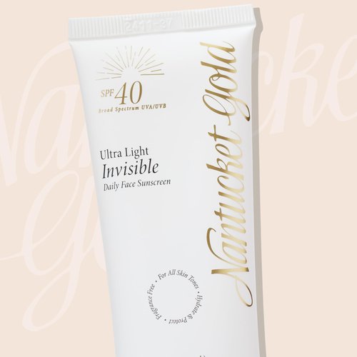 Nantucket Gold 100% Invisible Daily Face Moisturizer with SPF 40 + Hyaluronic Acid + Vitamin C, Weightless, Scentless, Primer - For All Skin Skin Tones - 1.7 fl oz
