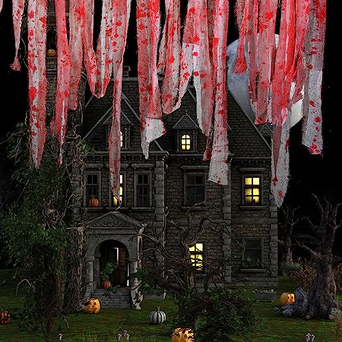 82 Ft Halloween Creepy Blood Cloth Gauze for Haunted House & Party Decor