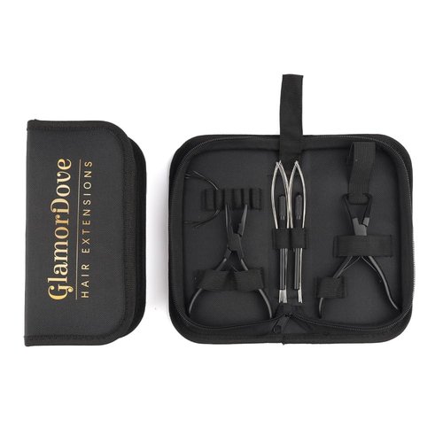 GlamorDove Hair Extension Pliers Kit Microlink Pliers for Extensions Hair Extension Beading Tool Hair Needle Pulling Hook Hair Styling Bead Closer and Remover Pliers