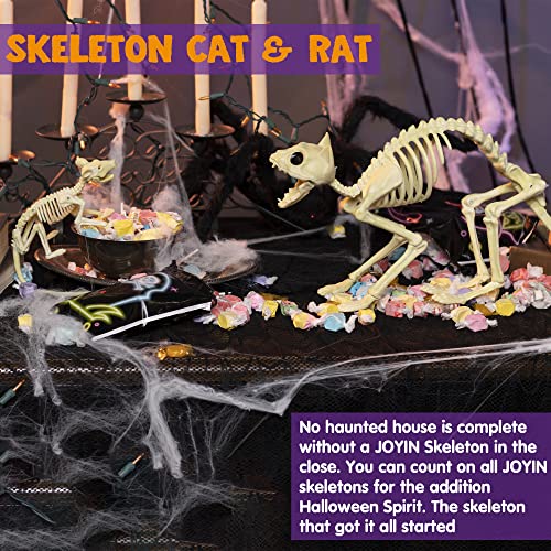 Halloween Skeleton Animal Decorations Set - Skeleton Cat and Mouse for Indoor Outdoor Parties