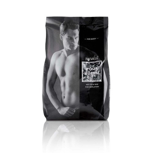 Italwax Pour Homme - 1kg / 2.2lb - Hard wax beads for hair removal - Special for man - Natural formulation - Easily removes coarse hairs - Ideal for barber shops