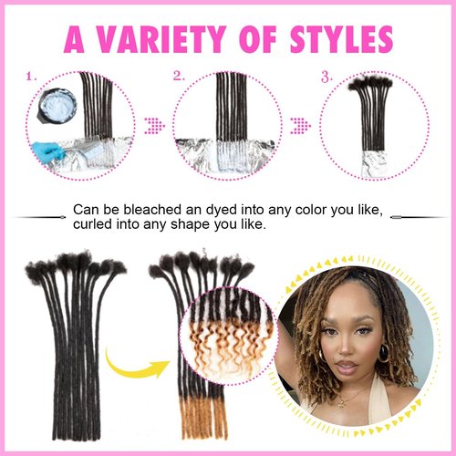 8 inch Loc Extensions Human Hair with Curly Ends, 0.4cm Width Permanent Dreadlock Extension Human Hair 20 Strands Natural 1B30 100% Full Handmade Dreads .Dyed and Bleached Pre Curled Drealocks