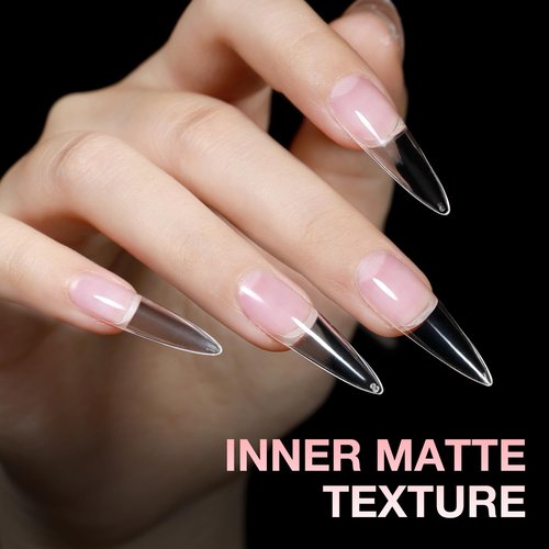 BEAUTPAL Long Stiletto Gel Tips 510pcs Almond Press on Nails Pre-shape Almond Nail Tips for Full Cover Acrylic False Nails For Nail Extension Nail Art, DIY Salon 15 Sizes Soft Gel Nail Tips