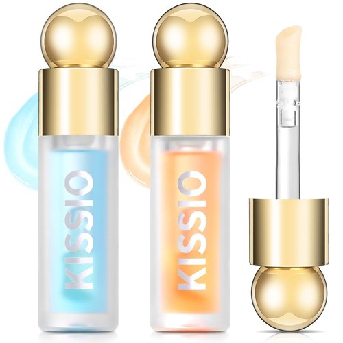 KISSIO Plumping Lip Gloss - Moisturizing Lip Plumper with Ginger, Peppermint & Jojoba Oil | Clear, 10 ml