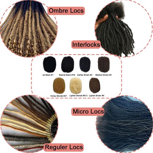Tight Afro Kinky Human Hair for Dreadlocks,Ideal for Making Locs,Repair Extensions,Twist or Braids 2 Bundles/Package Natural Black #1B 8inch
