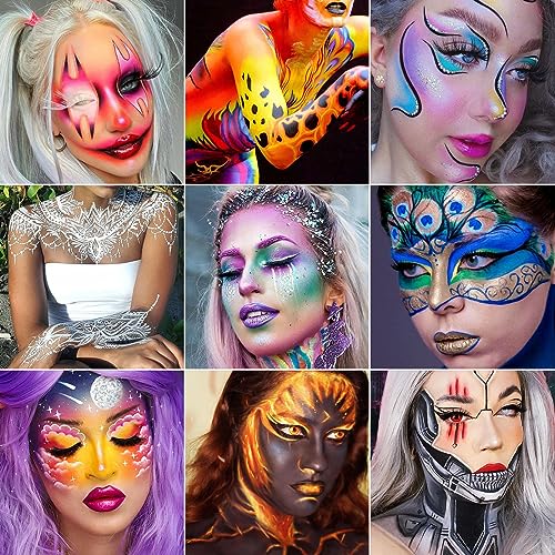 Dark Green & Light Green Face Body Paint Set - Matte Finish Halloween Cosplay