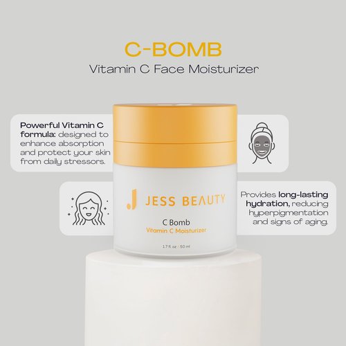JESS BEAUTY | Vitamin C Face Moisturizer - Hydrating Cream for Even Skin Tone | 1.7 fl oz