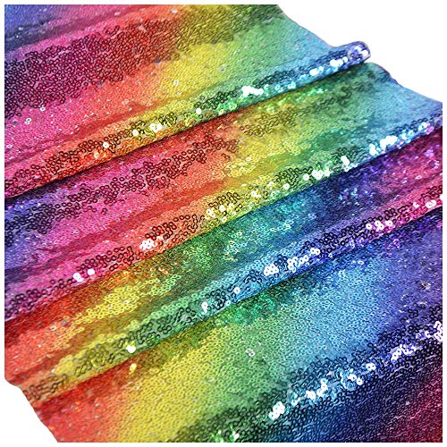 Rainbow Sequin Table Runner 12x71 Inches for Weddings Parties Holiday Decor