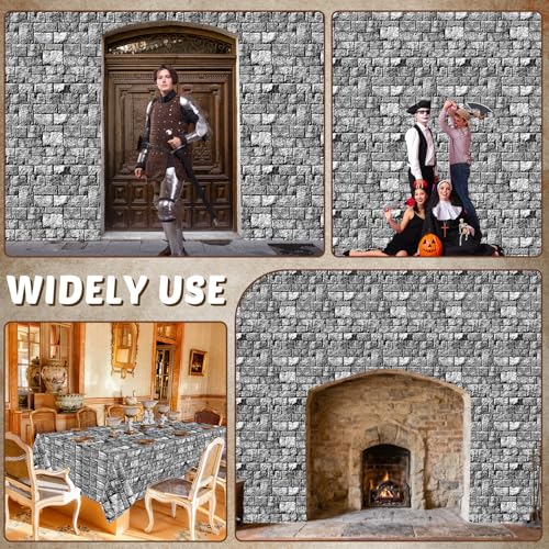 Medieval Stone Wall Backdrop Tablecloth Roll - 3543 x 51 Inches, Party Decor