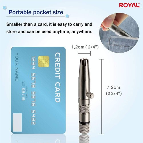 Royal Premium Manual Nose Hair Trimmer for Men - Battery-Free Stainless Steel Rotary Blade, Waterproof & Safe ET-3