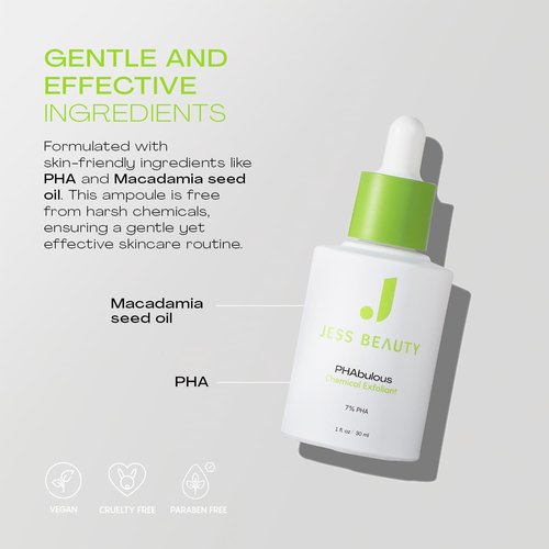 JESS BEAUTY | PHAbulous Chemical Exfoliant | Skin Care for Sensitive Skincare Hydration & Antioxidant Protection | 1 fl oz