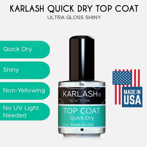 Karlash Quick Dry Nail Polish Top Coat - Fast Drying & Super Shiny Finish | 0.5 oz (2 Pieces)