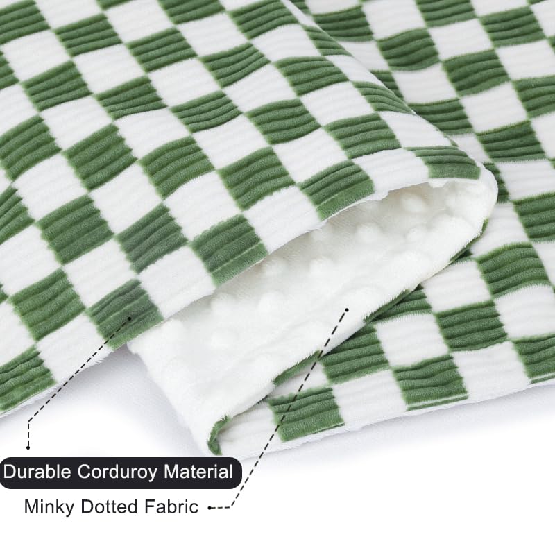 Baby Security Blanket Puppy Lovey Set with Checkered Gingham Blanket - Sage