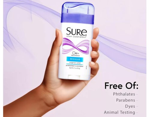 SURE, Antiperspirant Deodorant, Solid, Regular, 2.6 oz., (6 Pack)