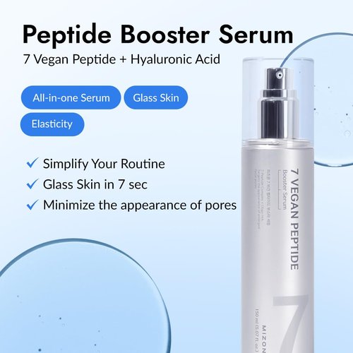 MIZON Vegan Peptide Booster Serum - Anti-Aging Face Serum with Niacinamide & Hyaluronic Acid | 5.07 fl oz
