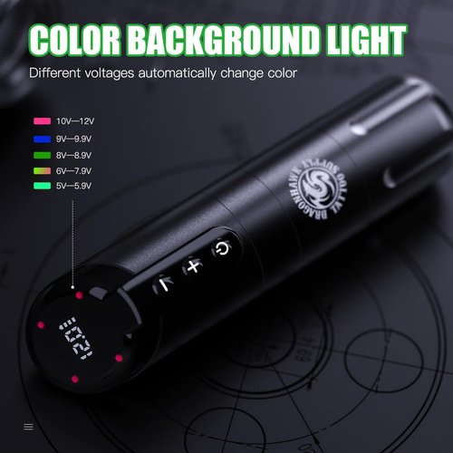 Dragonhawk Tattoo Gun Kit Wireless Beginner Tattoo Kit Complete Tattoo Machine Kit Big Screen Battery Power Supply