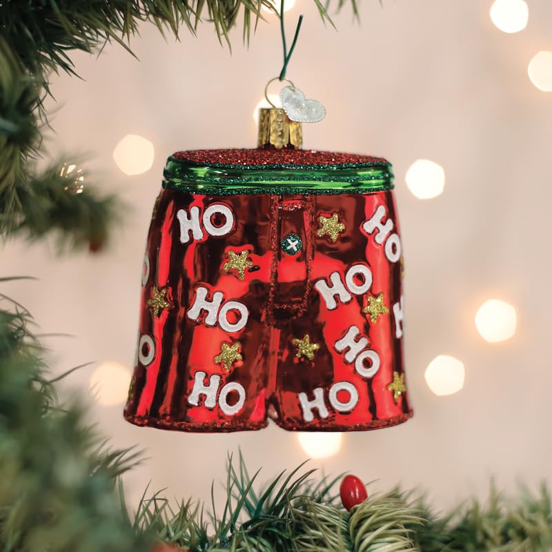Christmas Glass Blown Ornament - Playful Boxer Shorts Holiday Decor