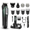 Beard Trimmer for Men: Professional Barber Hair Clippers, 5-in-1 Cordless Grooming Kit, Rechargeable Electric Razor & Shaver for Face, Mustache, Body, Ear, Nose Hair Trimmer with LED Display, Cyan