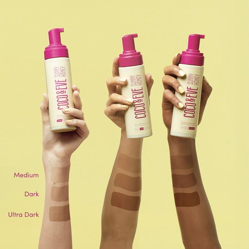 Coco & Eve Self Tanner Foam Kit - Medium Streak-Free Tanning Mousse with Applicator Mitt | Vegan & Cruelty-Free