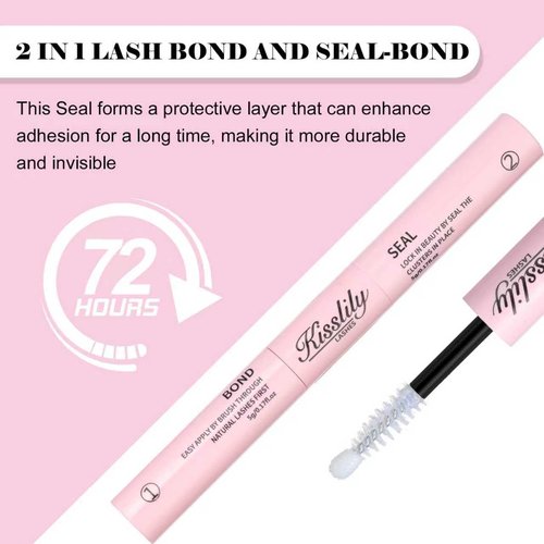 Kisslily Lash Cluster Glue Waterproof Bond and Seal Lash Glue Long Lasting Eyelash Glue Strong Hold Bond and Seal 2-in-1 Adhesive for Home Work Party Use (1, White)