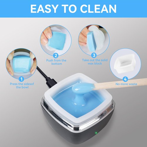 FOCTXI Nose Wax Kit - Portable Ear Nose Hair Waxing Kit for Men and Women with 100g Ｗax, 10 Applicators, 40 Nose Hair Sticks, 10 Mustache & 10 Ear Protectors, Wax Warmer Kit for Hair Removal