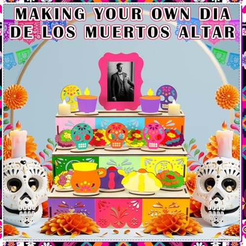 Dia De Los Muertos Ofrenda Altar Shadow Box - Traditional Wooden Decor with DIY Kit