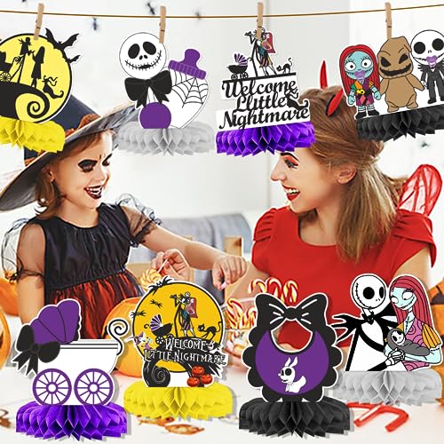 9-Pack Halloween Baby Shower Centerpiece Honeycomb Decorations - Spooky Table Decor for Parties