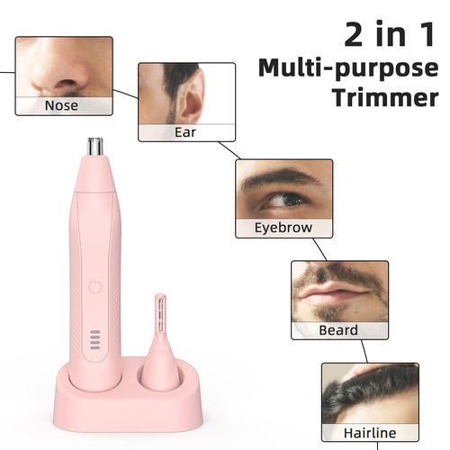 Setonia Ear and Nose Hair Trimmer for Men Women, Eyebrow and Facial Hair Trimmer with Powerful Motor and Dual-Edge Blades Rechargeable Painless 2 in 1 Metal Trimming Tool