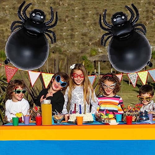 Black Spider Foil Balloons for Halloween & Party Decorations - Set of 5