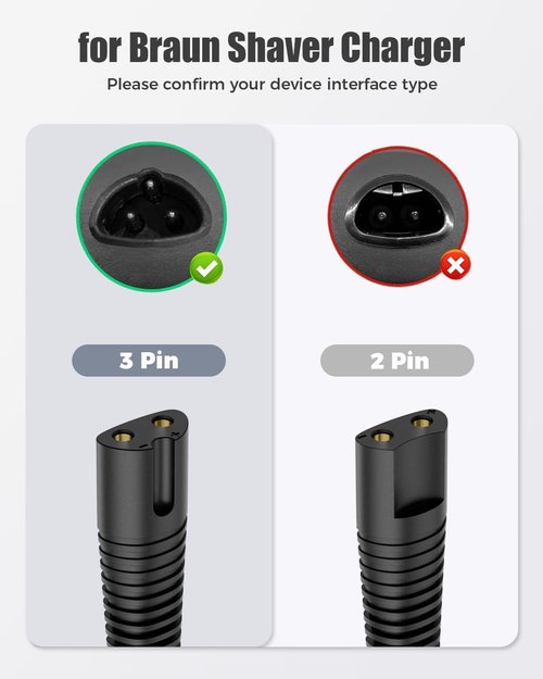 Braun Charger Replacement - Compatible with Series 7, 9, 5, 1 Shavers | 12V 400mA Charging Cord