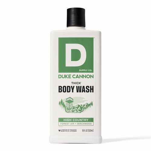 Duke Cannon Supply Co. Mens THICK Body Wash - Free of Sulfate, Paraben, & Phthalates Leaving Skin Soft and Hydrated - High Viscosity Odor Protection - Long Lasting Freshness - High Country (18oz)