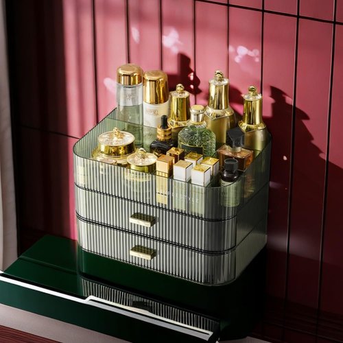 PLINJOY Makeup Organizer with Drawers Stackable Skincare Cosmetic Makeup organization for vanit Bathroom Desk Countertop